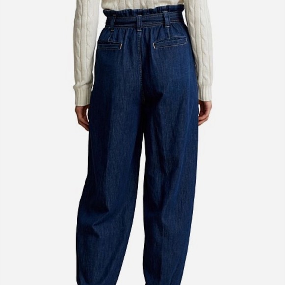 Ralph Lauren Denim Paper Bag Waist Pants Tie Belt Joggers Women's‎ - Picture 9 of 15